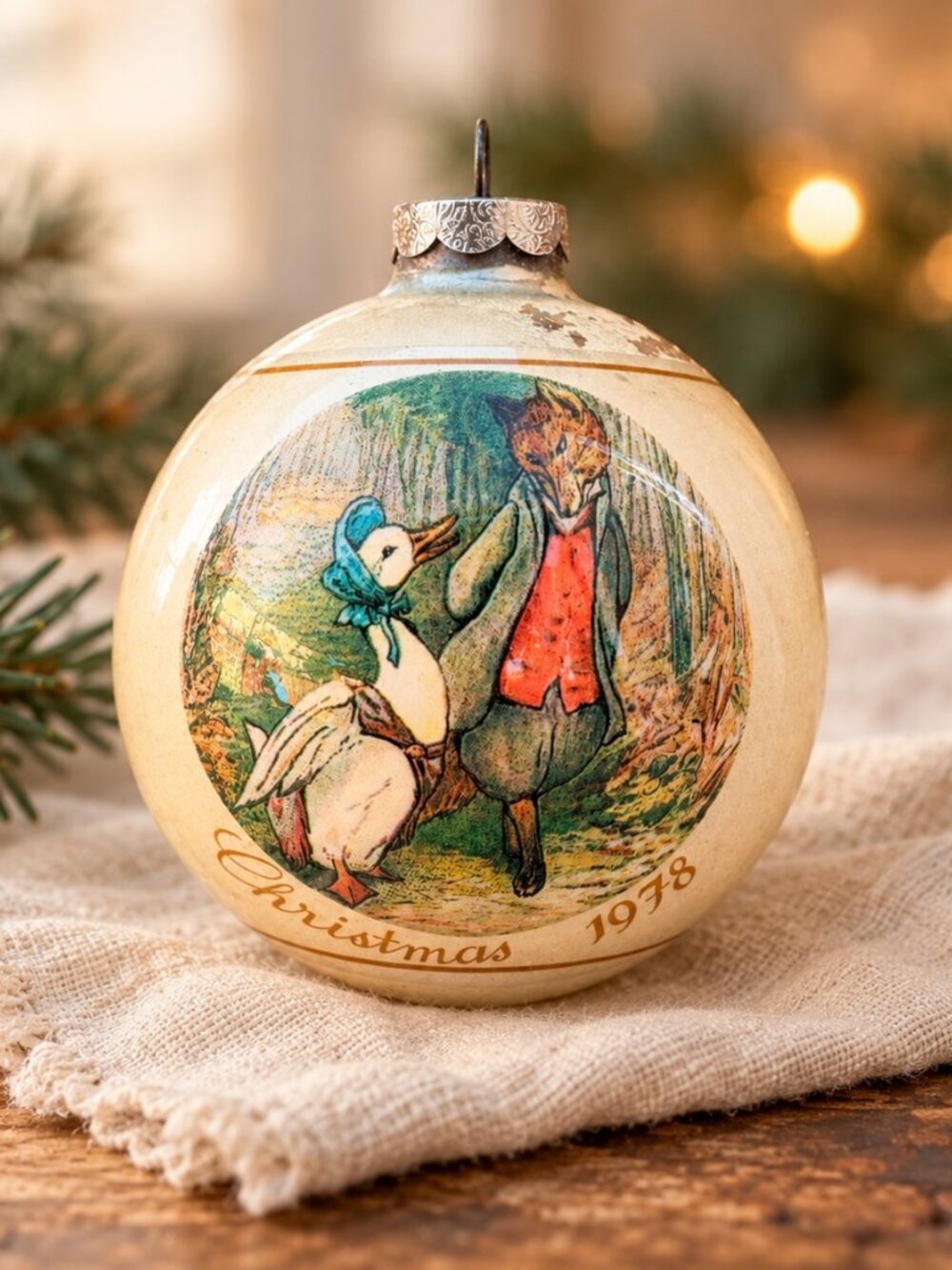 Vintage 1978 Schmid Jemima Puddle-Duck Glass Ornament w/ Box